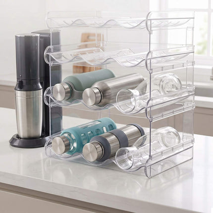 Stackable Modular Bottle Rack, Expandable, Transparent