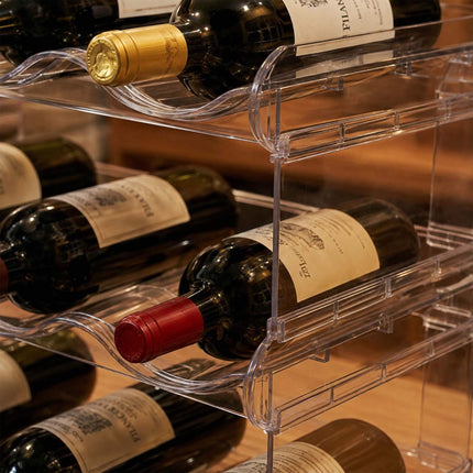 Stackable Modular Bottle Rack, Expandable, Transparent