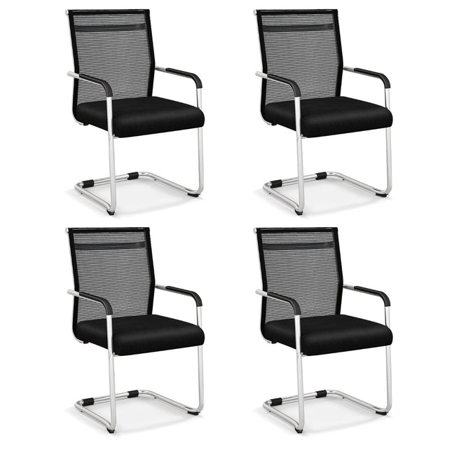 Stapelbare Bürostühle 4er-Pack, atmungsaktives Netzgewebe, Schwarz