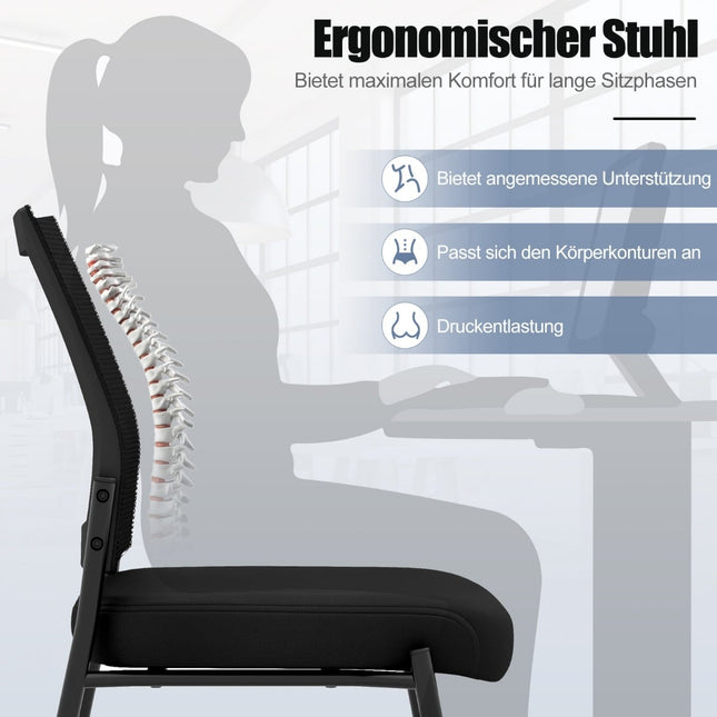 Stapelbare Bürostühle mit Rollen, 2er-Set, Schwarz