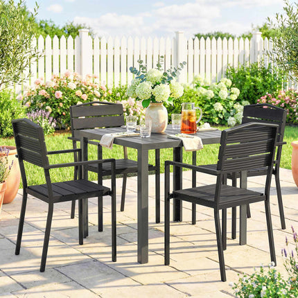 Stapelbare Gartenstühle, 4er-Set, Schwarz, HDPE, 52x51x90 cm