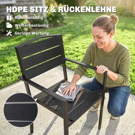 Stapelbare Gartenstühle, 4er-Set, Schwarz, HDPE, 52x51x90 cm