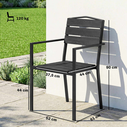 Stapelbare Gartenstühle, 4er-Set, Schwarz, HDPE, 52x51x90 cm