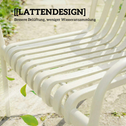 Stapelbare Outdoor-Stühle, 4er-Set, Cremeweiß, Ergonomisches Design