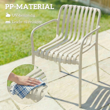 Stapelbare Outdoor-Stühle, 4er-Set, Cremeweiß, Ergonomisches Design