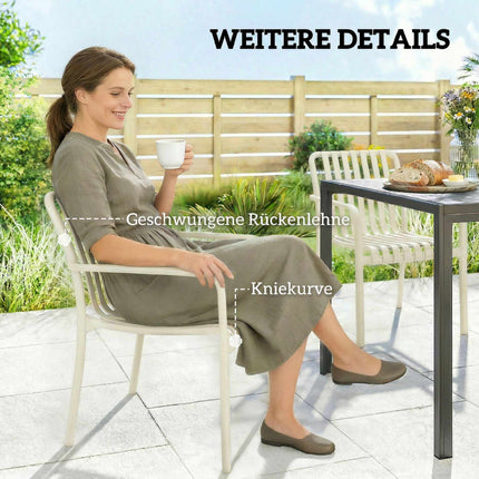 Stapelbare Outdoor-Stühle, 4er-Set, Cremeweiß, Ergonomisches Design