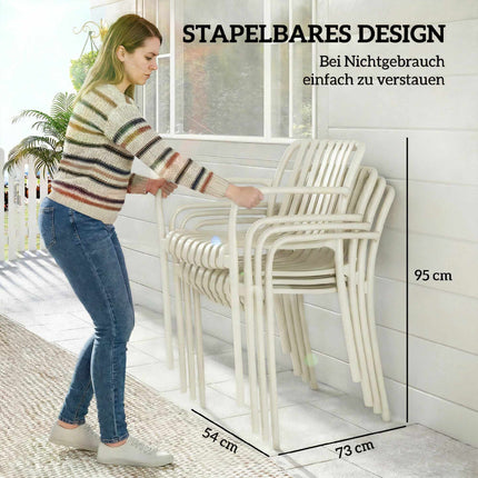 Stapelbare Outdoor-Stühle, 4er-Set, Cremeweiß, Ergonomisches Design