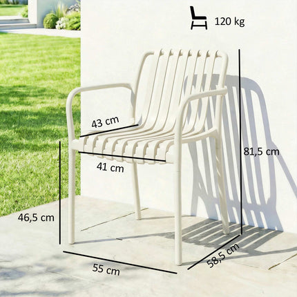 Stapelbare Outdoor-Stühle, 4er-Set, Cremeweiß, Ergonomisches Design