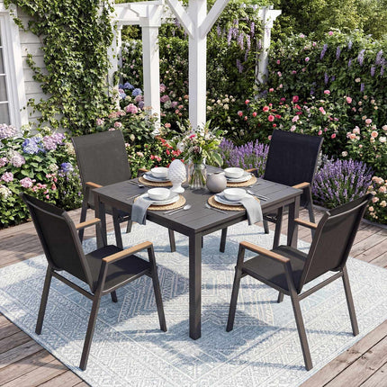 Stapelbare Gartenstühle 4er-Set, Metallgestell