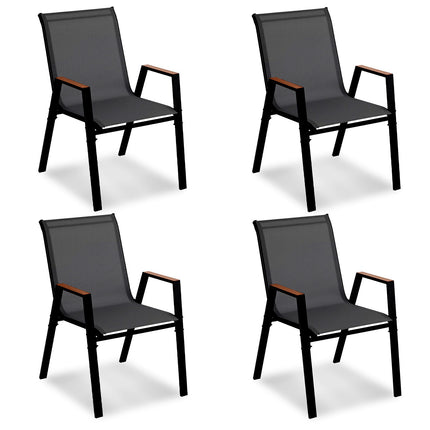 Stapelbare Gartenstühle 4er-Set, Metallgestell