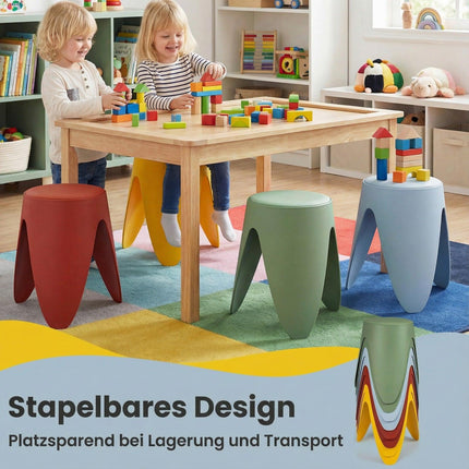 Stapelbare Plastikhocker, 8er-Set mit Kissen, 46 cm hoch