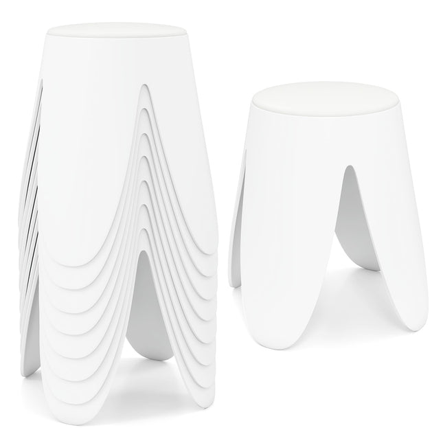 Stapelbare Kunststoffhocker mit Kissen, 8er-Pack, Weiß