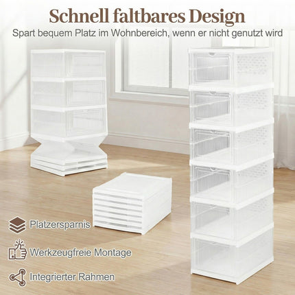 Staplebare Schuhkartons mit Klapptür, 12er-Set Organizer