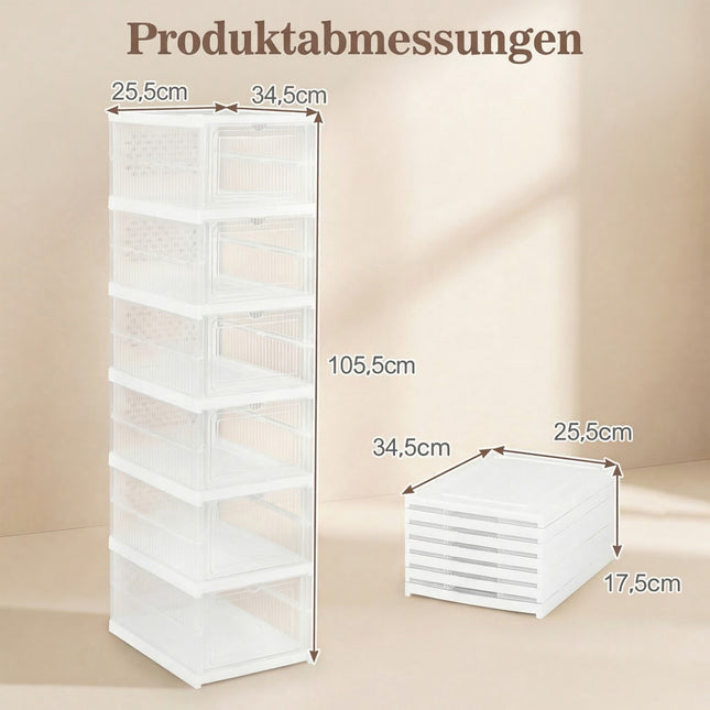 Stackable Shoe Boxes with Flip Door, 12-Pair Organizer Set