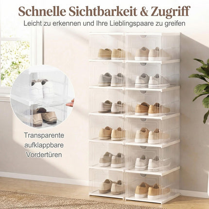 Staplebare Schuhkartons mit Klapptür, 12er-Set Organizer