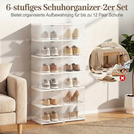 Staplebare Schuhkartons mit Klapptür, 12er-Set Organizer