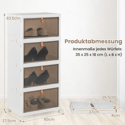 Stackable Shoe Storage Box with Magnetic Doors & Wheels