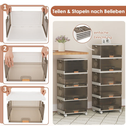 Stapelbare Schuhaufbewahrungsbox mit Rollen, 85L Fassungsvermögen