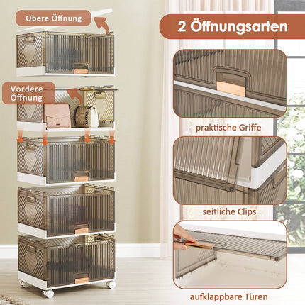 Stapelbare Schuhaufbewahrungsbox mit Rollen, 85L Fassungsvermögen