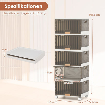 Stapelbare Schuhaufbewahrungsbox mit Rollen, 85L Fassungsvermögen