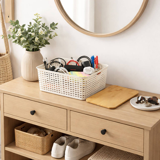Stapelbares Aufbewahrungsbox-Set mit Bambusdeckel, gelochtes Design