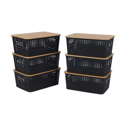 Stackable Storage Boxes with Bamboo Lids – Set of 3