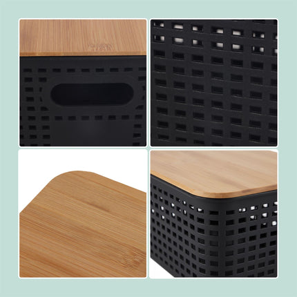 Stackable Storage Boxes with Bamboo Lids – Set of 3