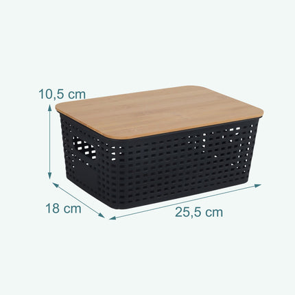 Stackable Storage Boxes with Bamboo Lids – Set of 3