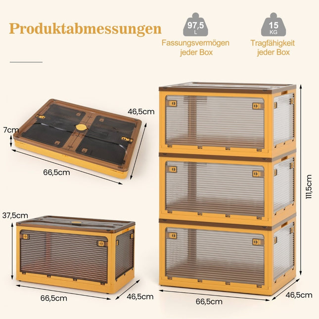 Stapelbare Aufbewahrungsboxen mit Deckel und Rollen, 292L Fassungsvermögen