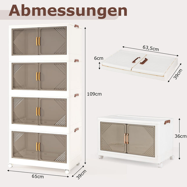 Staplbare Aufbewahrungsboxen mit Rollen, 284 l Fassungsvermögen