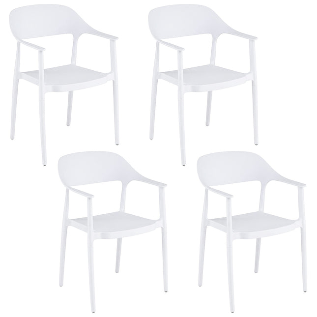 Stapelbare weiße Esszimmerstühle 4er Set, 150 kg Tragkraft