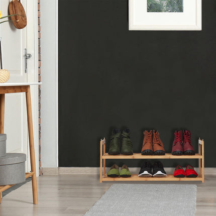 Stackable bamboo shoe rack