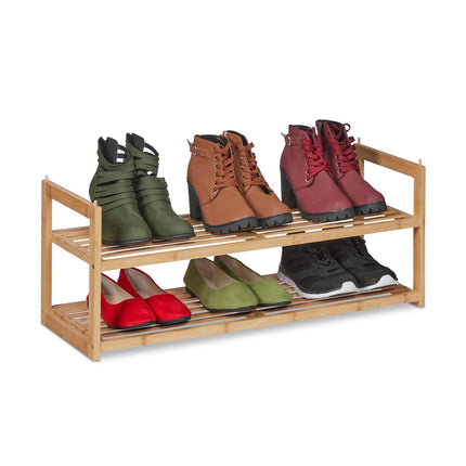 Stackable bamboo shoe rack