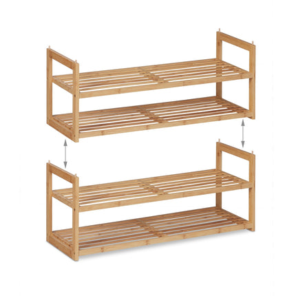 Stackable bamboo shoe rack