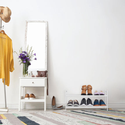 Stackable shoe shelf in metal