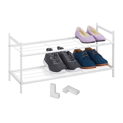 Stackable shoe shelf in metal