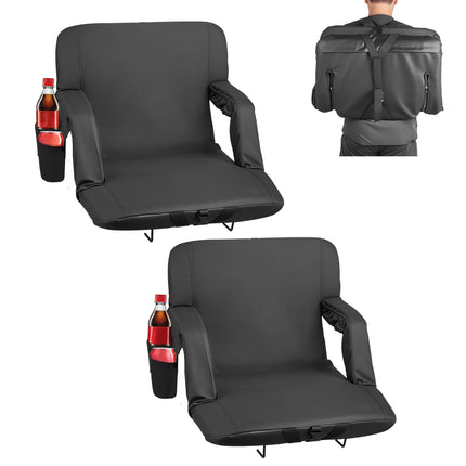 Stadium Seat With Back And Armrests, Cupholder, 6-Position Recline