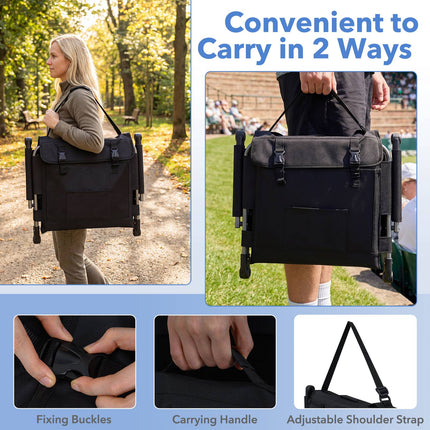 Stadium Seat With Backrest, Foldable, Cup Holder Bag