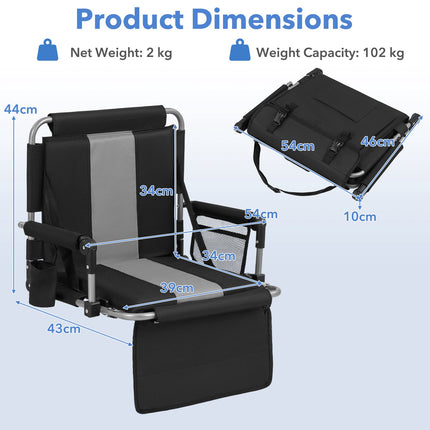 Stadium Seat With Backrest, Foldable, Cup Holder Bag