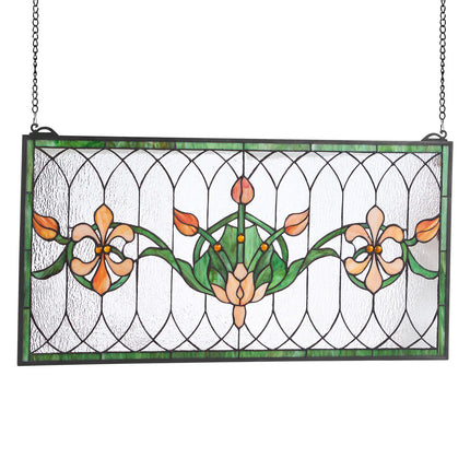 Stained Glass Window Panel 31.9 x 16.9 in, Chain