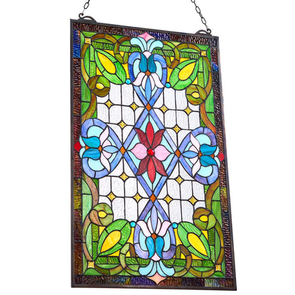 Stained Glass Window Panel 433 x 731 mm, Hanging Chain