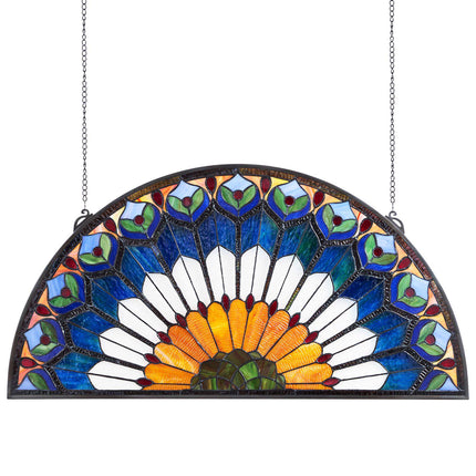 Stained Glass Window Panel, 913 x 465 mm, Hanging Chain