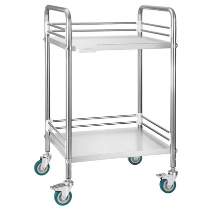 Stainless Steel 2-Tier Utility Cart, Locking Casters