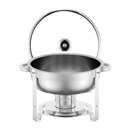 Stainless Steel Chafing Dish Set, 4-Pack 5 Qt, Glass Lid