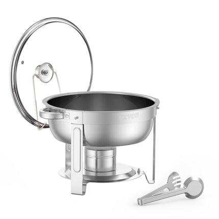 Stainless Steel Chafing Dish Set, 4-Pack 5 Qt, Glass Lid