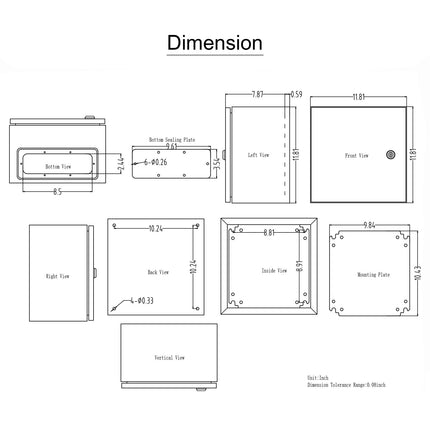 Stainless Steel Electrical Enclosure Box, IP66, 16x12x6 in