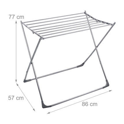 Wäscheständer aus Edelstahl, klappbar, 8 Stäbe, Silber