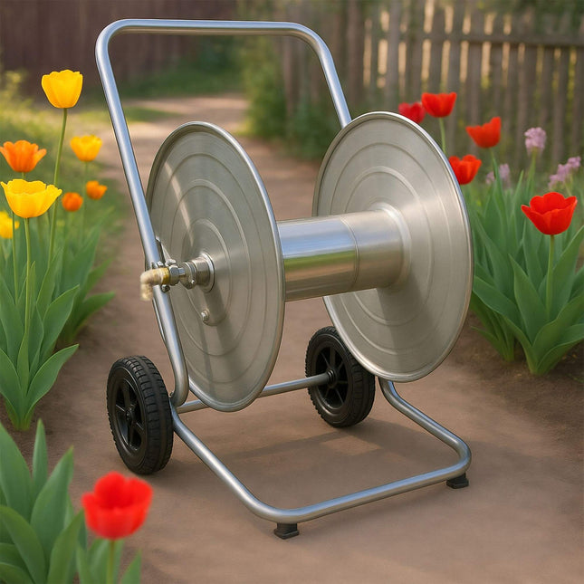 Edelstahl-Gartenschlauchwagen, 200m Kapazität