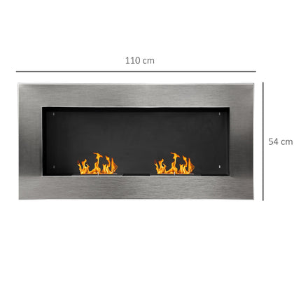 Edelstahl Wand-Ethanol-Kamin 110x54x14 cm