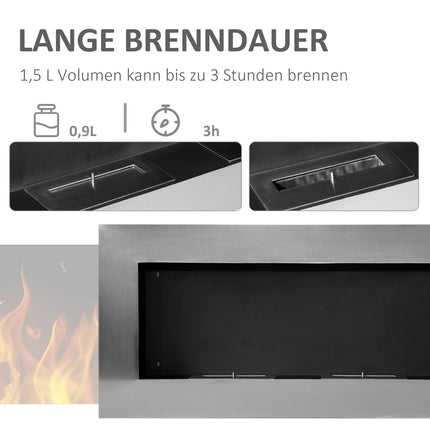 Edelstahl Wand-Ethanol-Kamin 110x54x14 cm